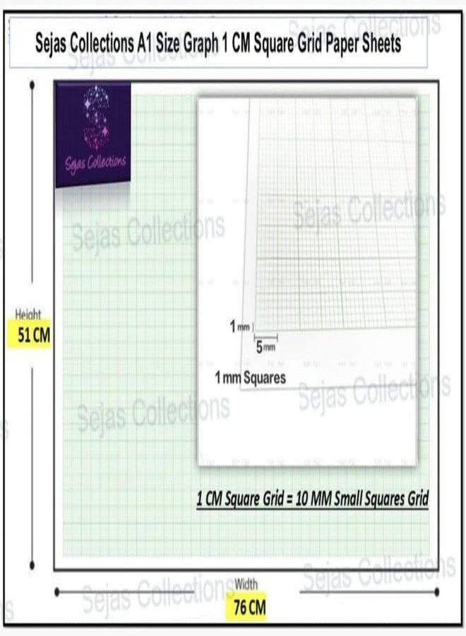 SEJASCOLLECTIONS |Pack of 10 Sheets| Premium, Green Color, A1/Jumbo/BIG/FULL Size, Graph Chart Paper Sheets, Size 20 x 30 inch (51 x 76 cm) Ideal For Students, Scientists & Architect,100 GSM thickness - Image 3