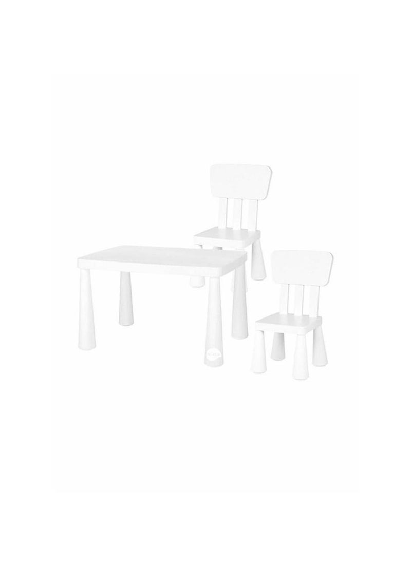 Kindergarten Plastic Table With 2 Chairs And Heightening Pieces Kids Furniture - Image 1