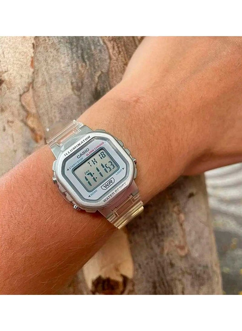 CASIO LA‑20WHS‑7ADF Digital Watch, Translucent Neutral Resin Strap, LED Light, Slim Case - Image 2