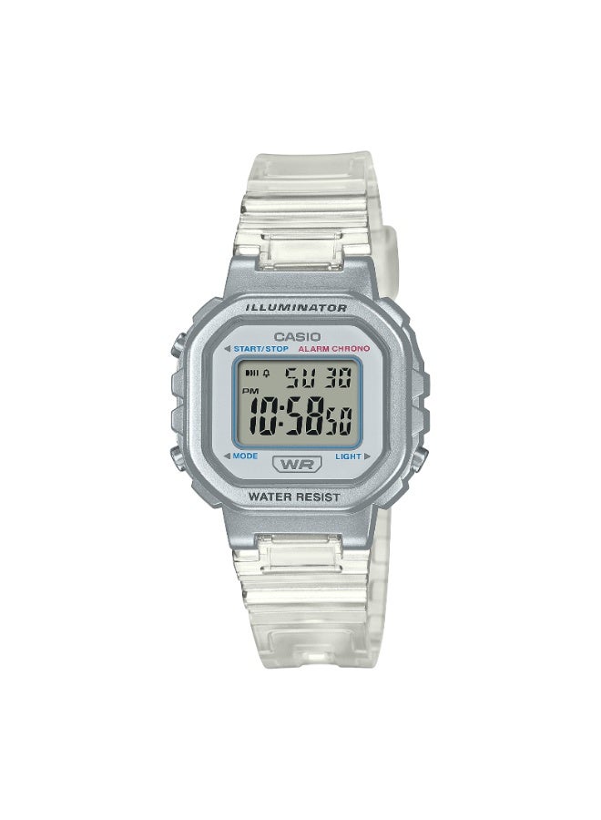 CASIO LA‑20WHS‑7ADF Digital Watch, Translucent Neutral Resin Strap, LED Light, Slim Case - Image 1