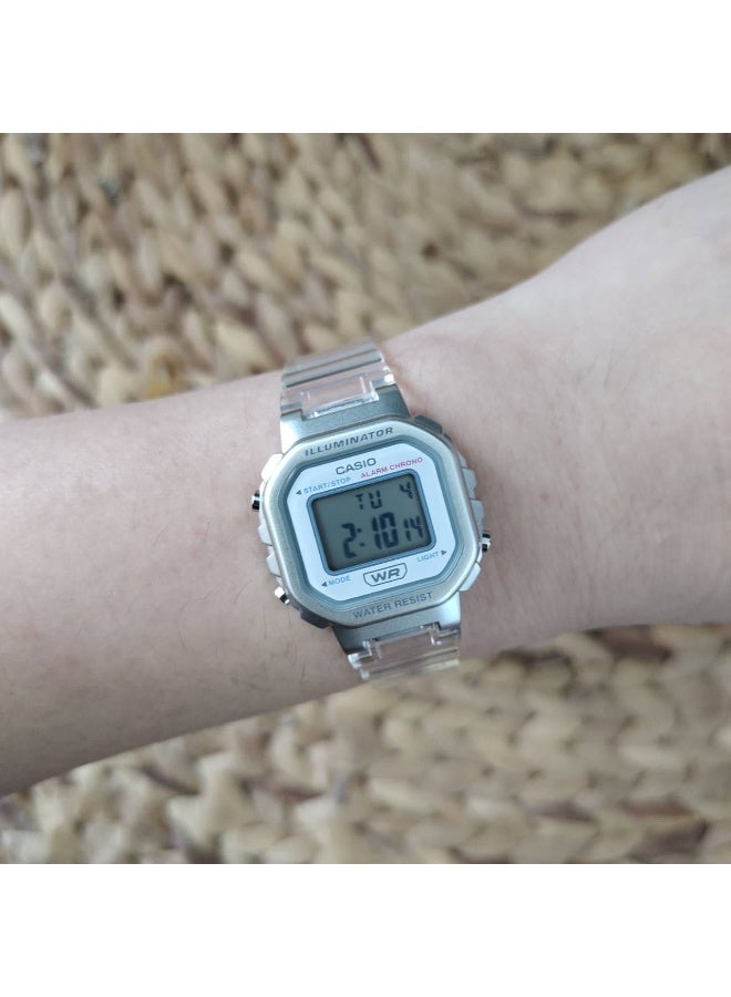 CASIO LA‑20WHS‑7ADF Digital Watch, Translucent Neutral Resin Strap, LED Light, Slim Case - Image 3