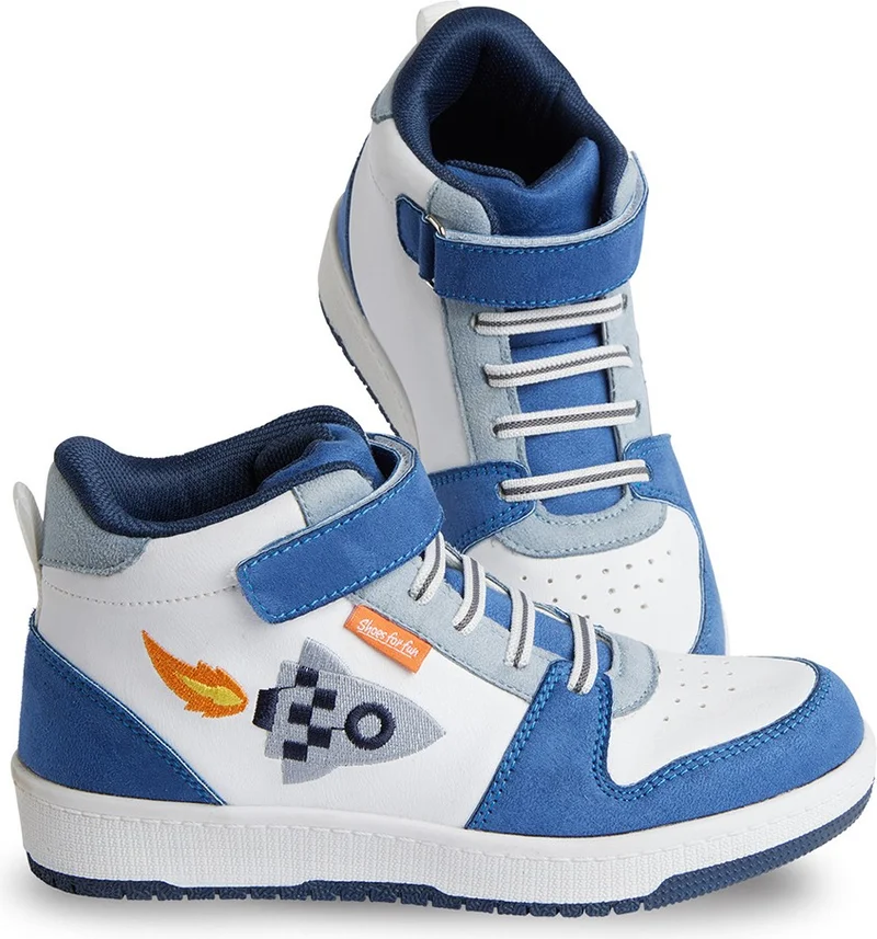 Denokids Rocket Boy White Sneakers Sports Shoes