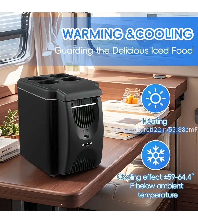 12V Portable Car Refrigerator 1.59gal Mini Fridge Black for Travel Camping - Image 5