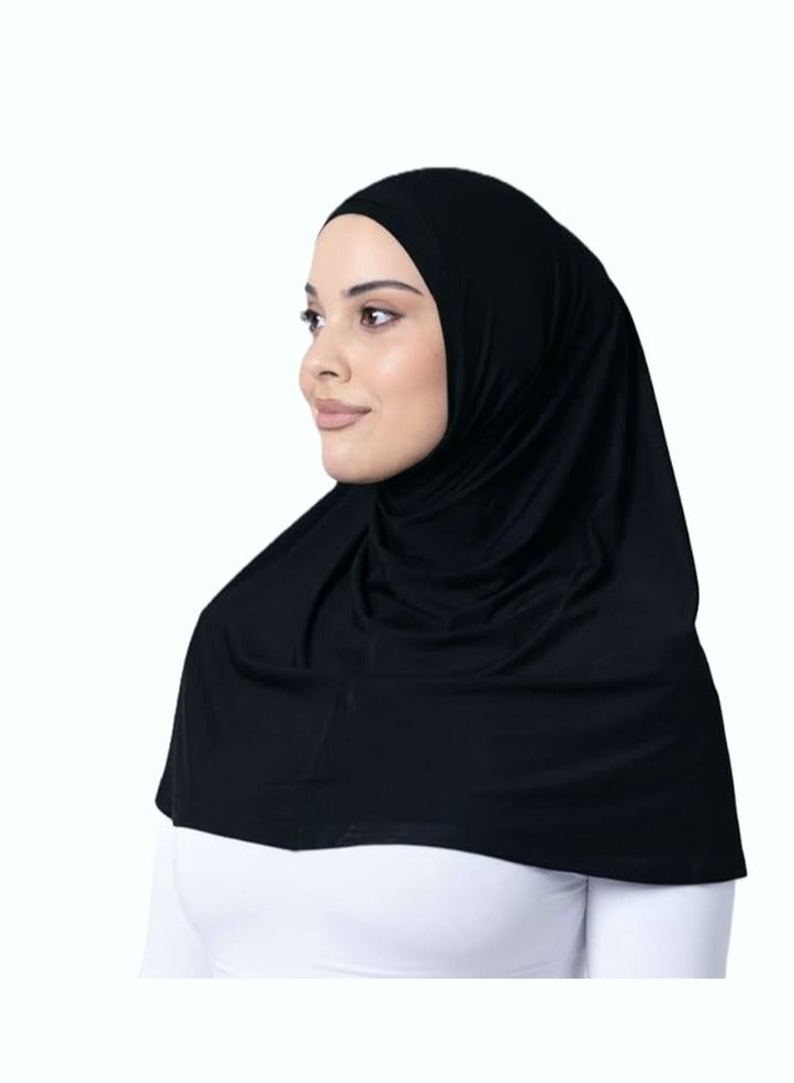 برفكتوري حجاب فوري خفيف الوزن، مزيج ليكرا، جميع المواسم، الصلاة، الرياضة، مقاس كبير - أسود  - Image 1
