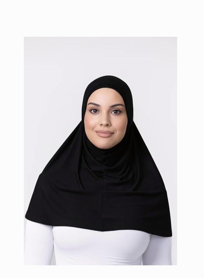 برفكتوري حجاب فوري خفيف الوزن، مزيج ليكرا، جميع المواسم، الصلاة، الرياضة، مقاس كبير - أسود  - Image 2