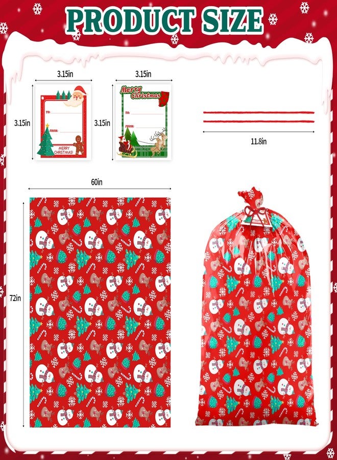 EverMerry Large Christmas Gift Bags, 72 x 60 inches Extra Large Christmas Holiday Gift Bags for Gifts 2 Pcs, Reusable Heavy Duty Plastic Bag with Tags & String Ties - Image 3