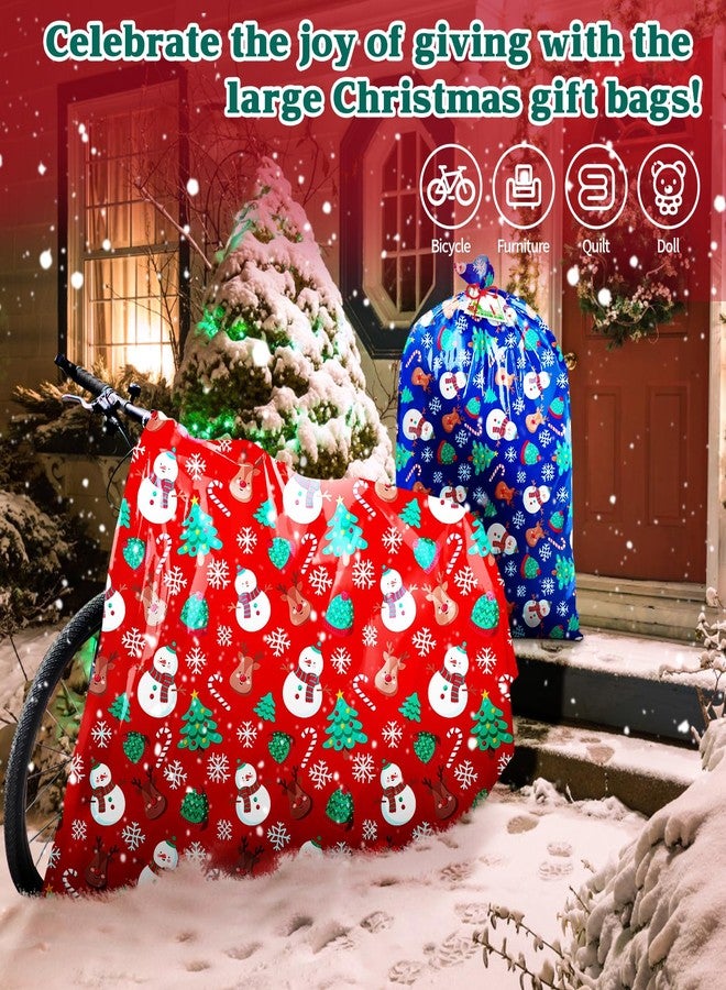 EverMerry Large Christmas Gift Bags, 72 x 60 inches Extra Large Christmas Holiday Gift Bags for Gifts 2 Pcs, Reusable Heavy Duty Plastic Bag with Tags & String Ties - Image 5