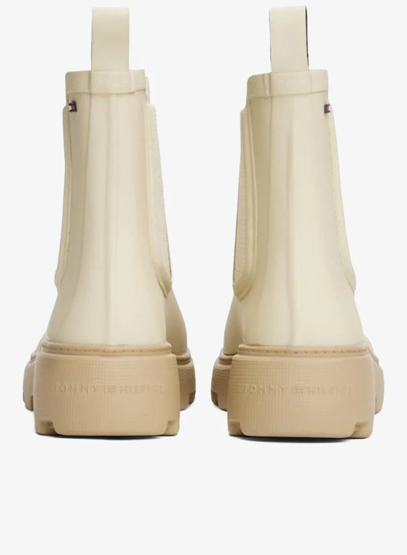 تومي هيلفيغر بوت مطر بنعل مداس بشعار مطاطي