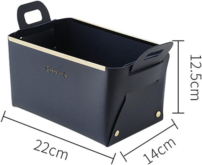BLURISM Leather Storage Basket Fruit Basket Cube Storage Bin Shelf Storage Baskets Foldable Storage Bins with Lids Containers with Lids Laundry Pantry Alloy Household Office Gift Blue - Image 2