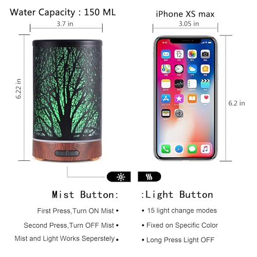 kobodon Essential Oils Diffuser for Home,150ML Aromatherapy Diffuser,Birthday Gifts for Women mom,Metal Cool Mist Humidifier with 7 Colors Lights Waterless Auto Off Air Diffusers(Tree) - Image 4