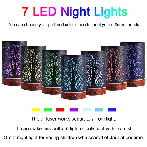 kobodon Essential Oils Diffuser for Home,150ML Aromatherapy Diffuser,Birthday Gifts for Women mom,Metal Cool Mist Humidifier with 7 Colors Lights Waterless Auto Off Air Diffusers(Tree) - Image 2