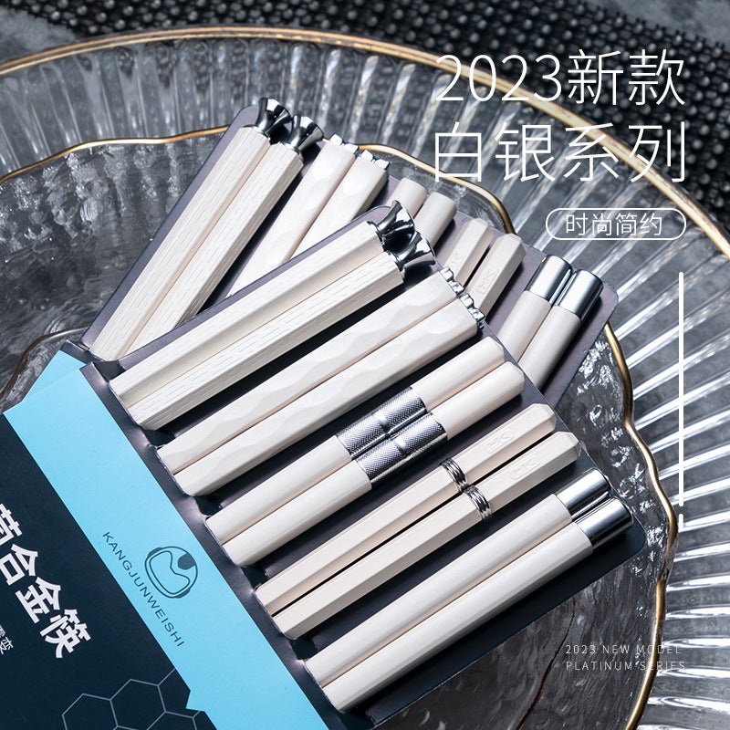 Shuangshihui New Kitchen Tableware One Person And One Chopstick Household High-Value Silver Alloy Chopsticks Yousheng Meidi - Image 3