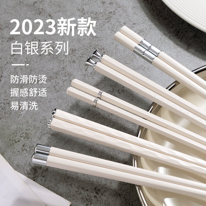 Shuangshihui New Kitchen Tableware One Person And One Chopstick Household High-Value Silver Alloy Chopsticks Yousheng Meidi - Image 2