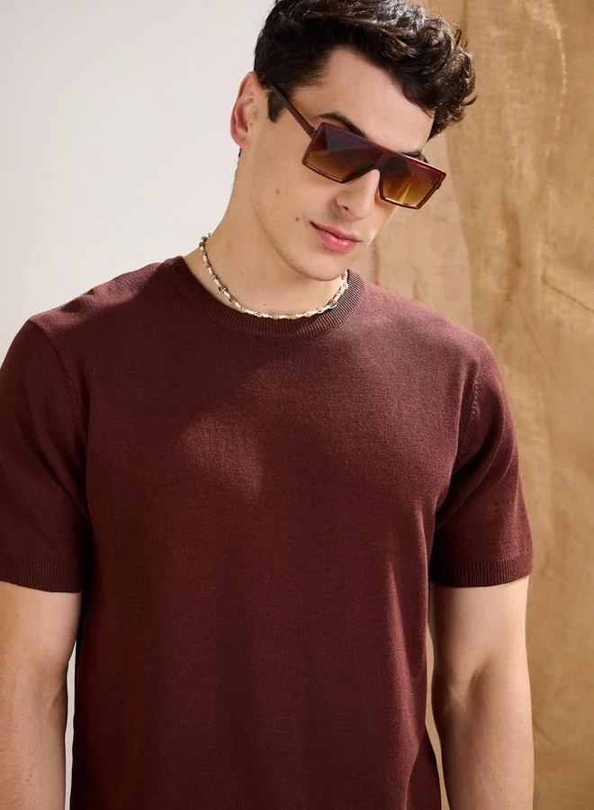 SASSAFRAS Sassafras Brown Premium Knit Short Sleeve T-Shirt