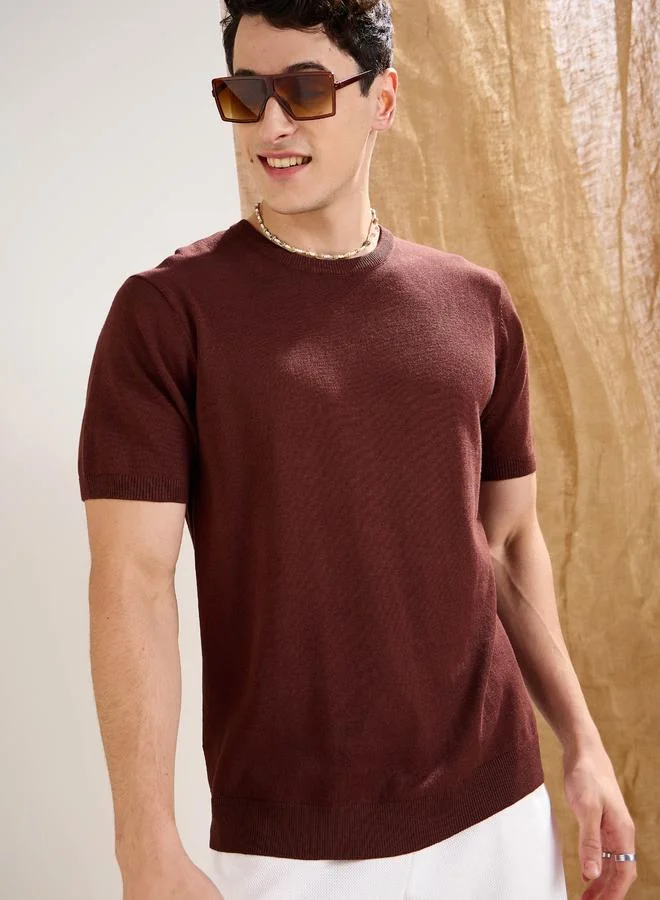 SASSAFRAS Sassafras Brown Premium Knit Short Sleeve T-Shirt