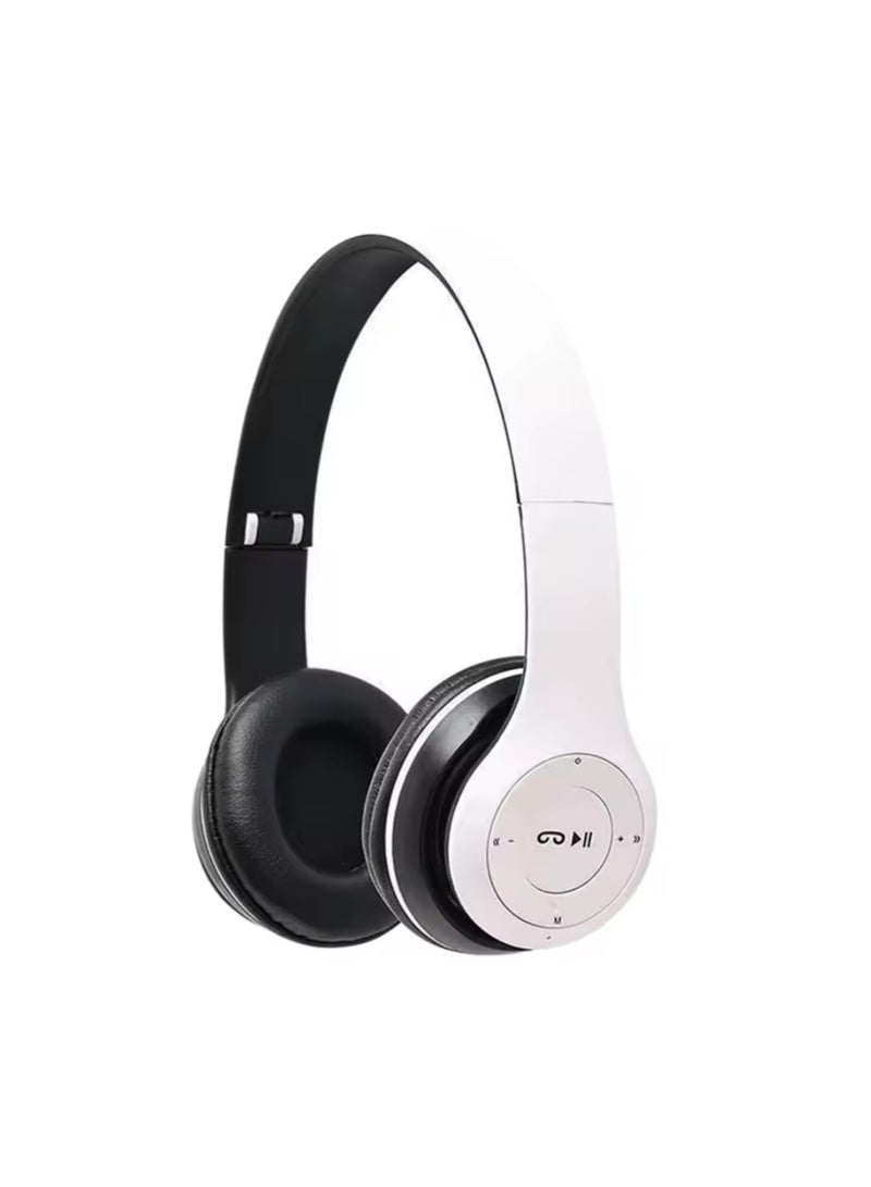 P47 Professional Wireless Headphones with Bluetooth 5.0+EDR Technology - Foldable Design in Elegant White - Image 1