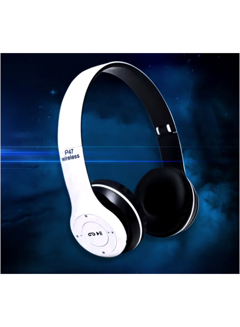 P47 Professional Wireless Headphones with Bluetooth 5.0+EDR Technology - Foldable Design in Elegant White - Image 5