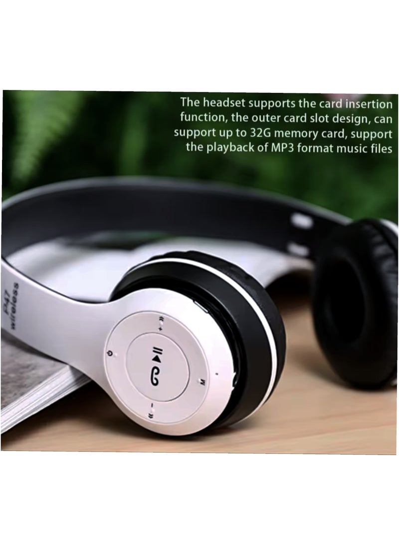 P47 Professional Wireless Headphones with Bluetooth 5.0+EDR Technology - Foldable Design in Elegant White - Image 4