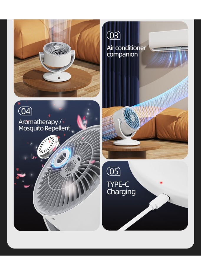 CityRiya-Long Desk Fan, Table Fan, Rechargeable Fan, Cooling Fan with Remote, Air Circulator Fan, Portable Desktop Fan for Bedroom Home Office Travel, 90°+180° Oscillating Summer Essentials Fan (KS)  - Image 2