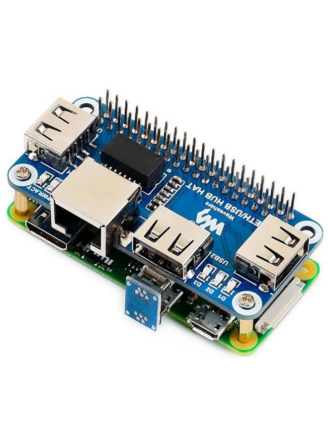 Waveshare Ethernet/USB HUB HAT Expansion Board for Raspberry Pi 4B/3B+/3B/2B/Zero/Zero W/Zero WH,with RJ45 10/100M Ethernet Port (Based on RTL8152B Chip) and Three USB Ports,Compatible with USB2.0/1.1 - Image 1