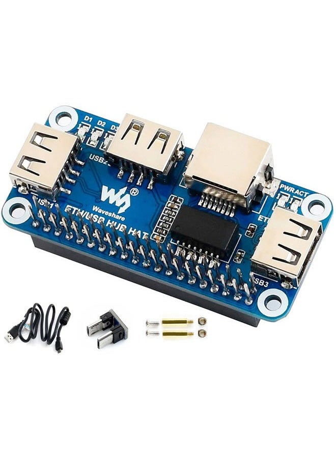 Waveshare Ethernet/USB HUB HAT Expansion Board for Raspberry Pi 4B/3B+/3B/2B/Zero/Zero W/Zero WH,with RJ45 10/100M Ethernet Port (Based on RTL8152B Chip) and Three USB Ports,Compatible with USB2.0/1.1 - Image 2
