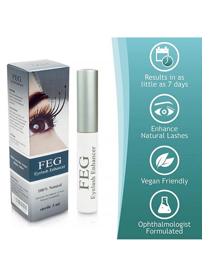 FEG Eyelash Enhancer 100% Natural- Rapid Eye Lash Growth Serum For Lash and Brow Fast Effective Growth Creates Longer & Darker Eyelashe Booster Serum  - Image 2