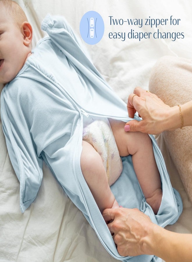 SleepingBaby EverSoft Zipadee-Zip Transition Swaddle - Roomy Wearable Blanket with Two Way Zipper - Viscose from Bamboo - Sky Blue, Medium (6-12 Month) - Image 4