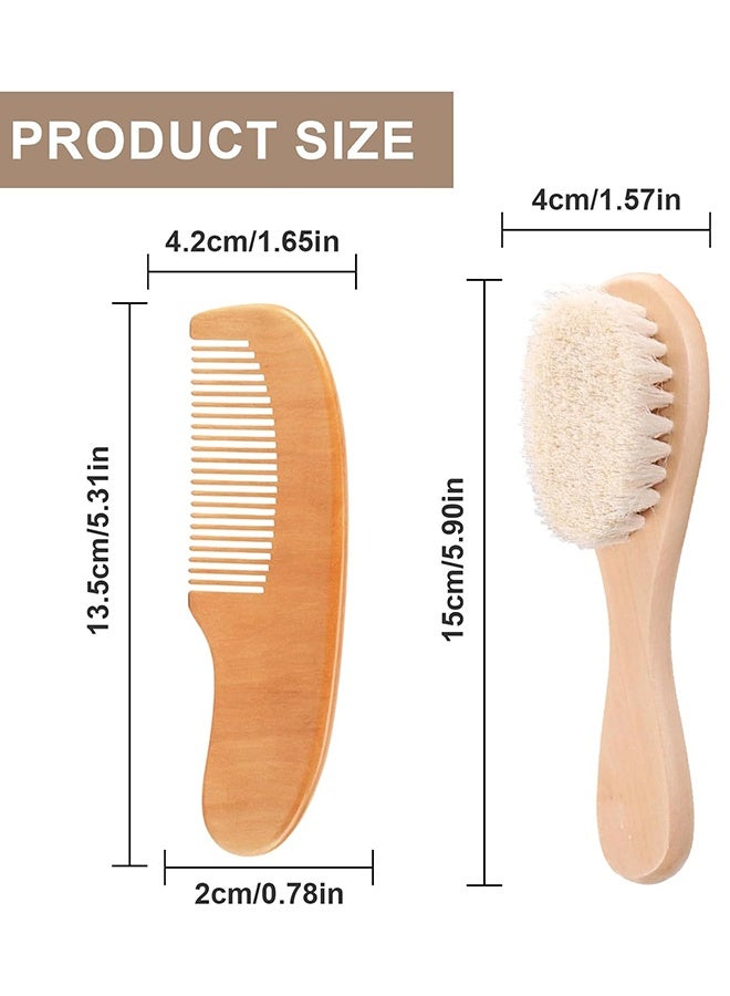 Baby Hair Bush and Comb Set Nature Lotus Wood with Soft Goat Bristle and Pear Wood Comb for Newborns Toddlers  Ideal for Cradle Cap - Image 2