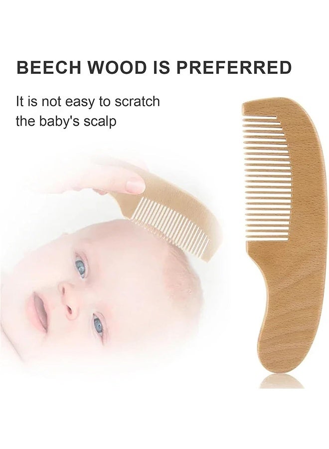 Baby Hair Bush and Comb Set Nature Lotus Wood with Soft Goat Bristle and Pear Wood Comb for Newborns Toddlers  Ideal for Cradle Cap - Image 4