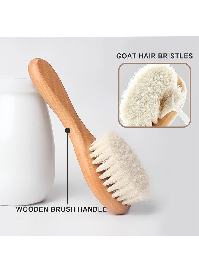 Baby Hair Bush and Comb Set Nature Lotus Wood with Soft Goat Bristle and Pear Wood Comb for Newborns Toddlers  Ideal for Cradle Cap - Image 3
