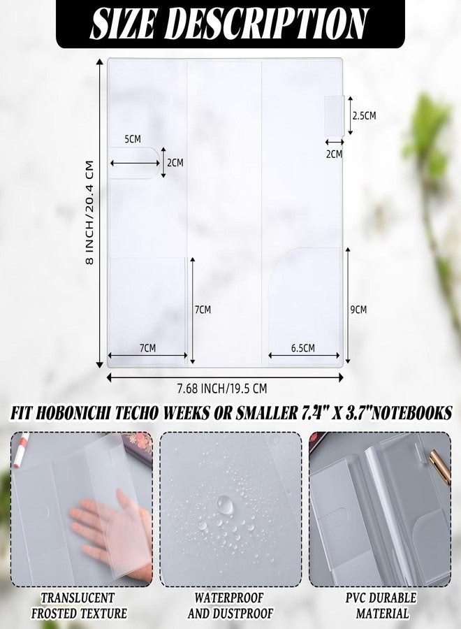 Tinlade 2 Pieces Clear Plastic Cover Compatible with Weeks, 8.03 x 7.68 Inches Planner Cover Protector with 120 Color Tabs, Transparent PVC Notebook Plastic Protecting Sleeves for Book(Colored) - Image 2