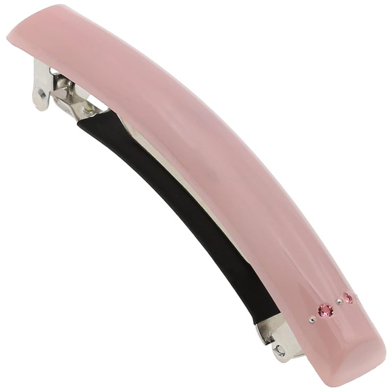 Camila Paris CP3454 French Hair Barrette Clip for Girls Pink Rubberized Metal Clasp Strong Hold Grip Hair Clips for Women No Slip Durable and Styling Girls Hair Accessories Made in France
