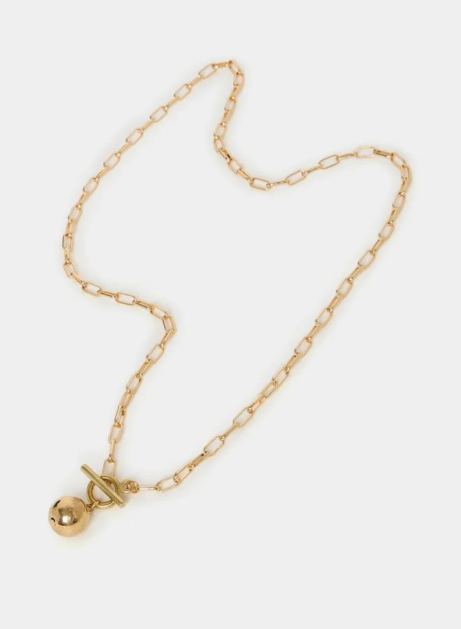 Styli Ball Drop Chain Necklace with Toggle Clasp