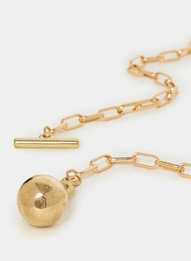 Styli Ball Drop Chain Necklace with Toggle Clasp