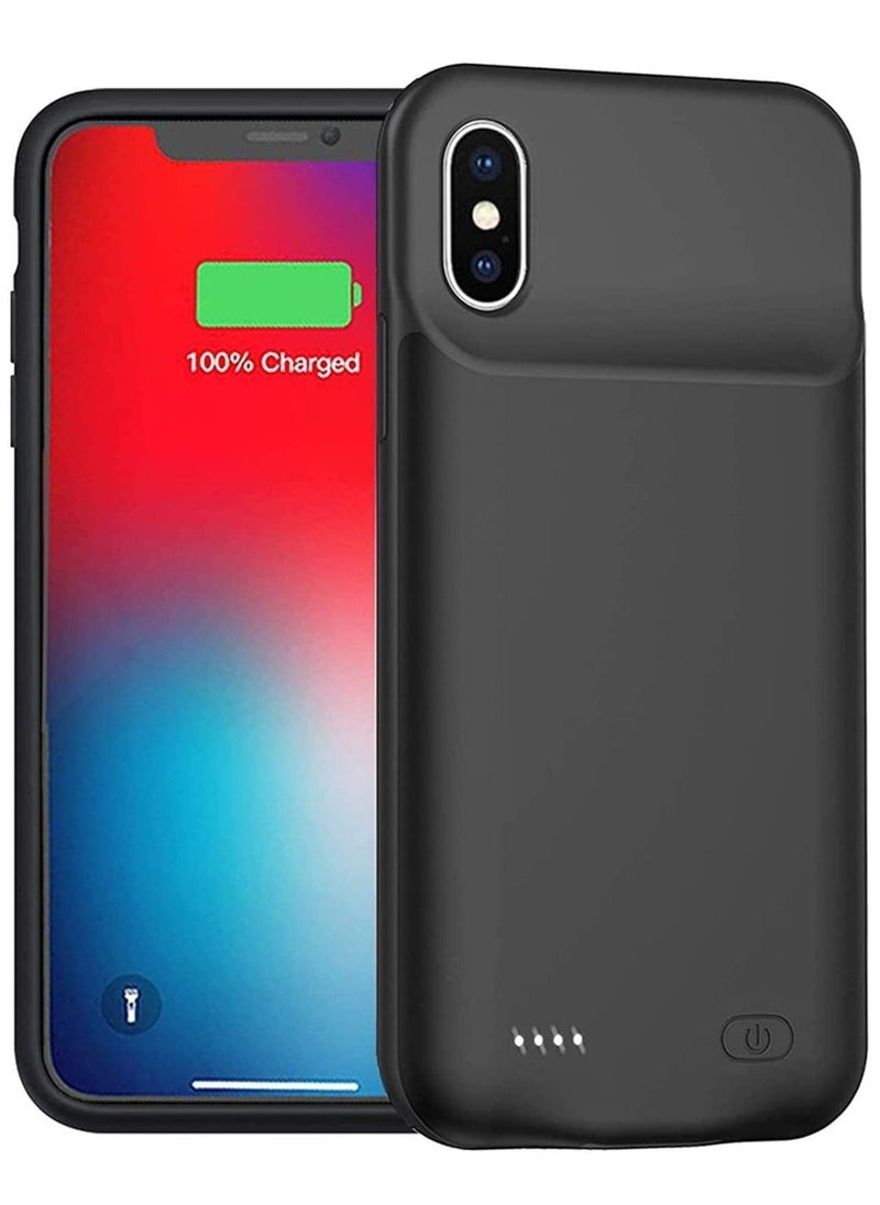 حافظة بطارية لجهاز iPhone Xs Max، معززة بسعة 4000mAh، حافظة شحن محمولة واقية قابلة لإعادة الشحن، حزمة بطارية ممتدة متوافقة مع جهاز iPhone Xs Max (6.5 بوصة) حافظة شاحن (أسود) - Image 1