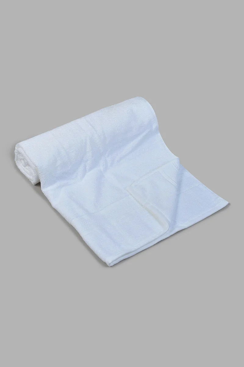 Redtag White Textured Cotton Bath Towel