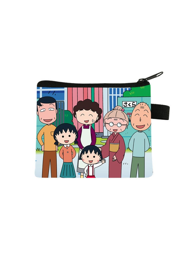 Chibi Maruko-chan Coin Purse Kidsren's Large-capacity Key Card Holder Polyester Cartoon Portable Small Wallet Bag