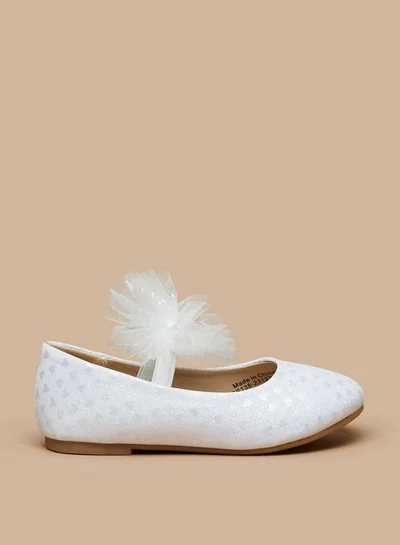 Flora Bella By Shoexpress Girl's Printed Mary Jane Shoes With Bow Applique And Elasticated Strap