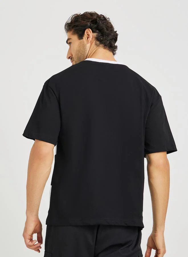 Styli Styli Text Print Micro Pique Boxy Fit Varsity T-Shirt