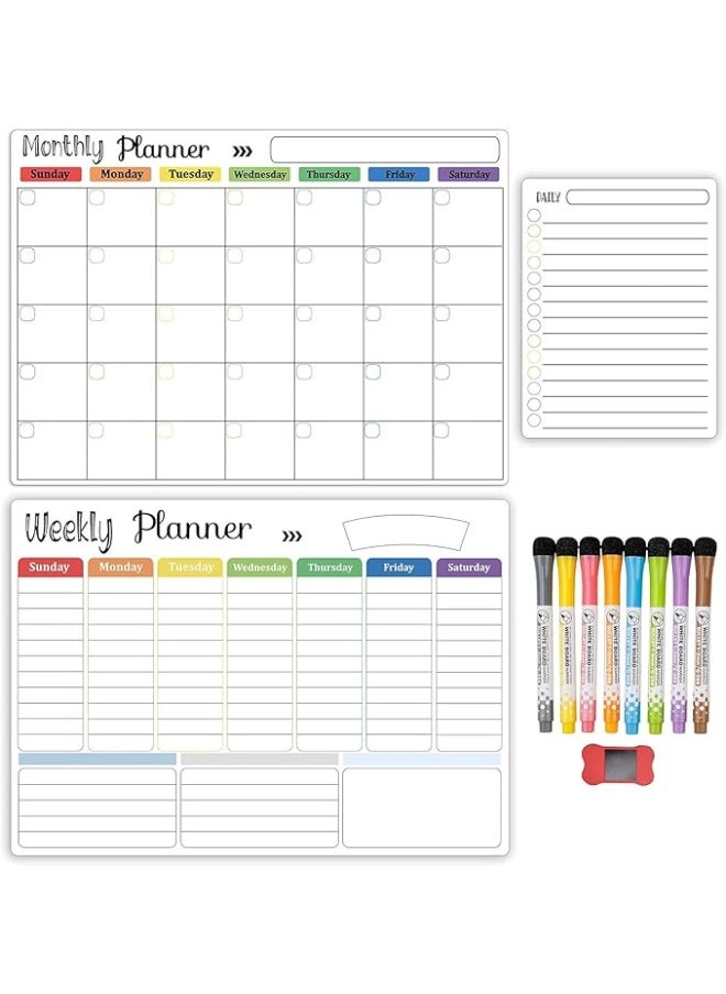 Cool Baby Magnetic Dry Erase Calendar Whiteboard for Refrigerator,3 Boards Included - Monthly, Weekly, Daily Calendar Whiteboard for Family Planner Kitchen Schedule Board,6 Markers 1 Eraser  - Image 5