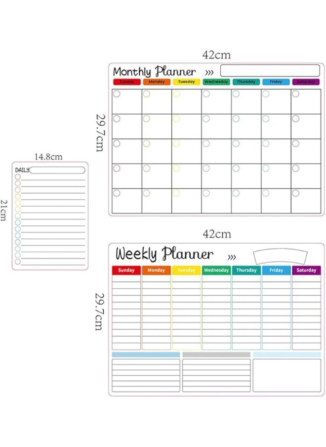 Cool Baby Magnetic Dry Erase Calendar Whiteboard for Refrigerator,3 Boards Included - Monthly, Weekly, Daily Calendar Whiteboard for Family Planner Kitchen Schedule Board,6 Markers 1 Eraser  - Image 3
