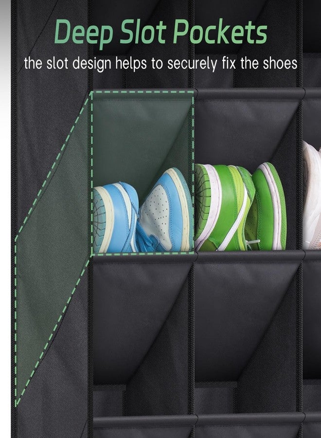 AOODA 24 Pairs Over the Door Shoe Organizer for Closet, Deep Pockets Large Hanging Shoe Rack for Door, 8-Tier Sneaker Holder Hanger, Black - Image 3