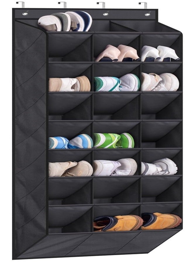 AOODA 24 Pairs Over the Door Shoe Organizer for Closet, Deep Pockets Large Hanging Shoe Rack for Door, 8-Tier Sneaker Holder Hanger, Black - Image 1