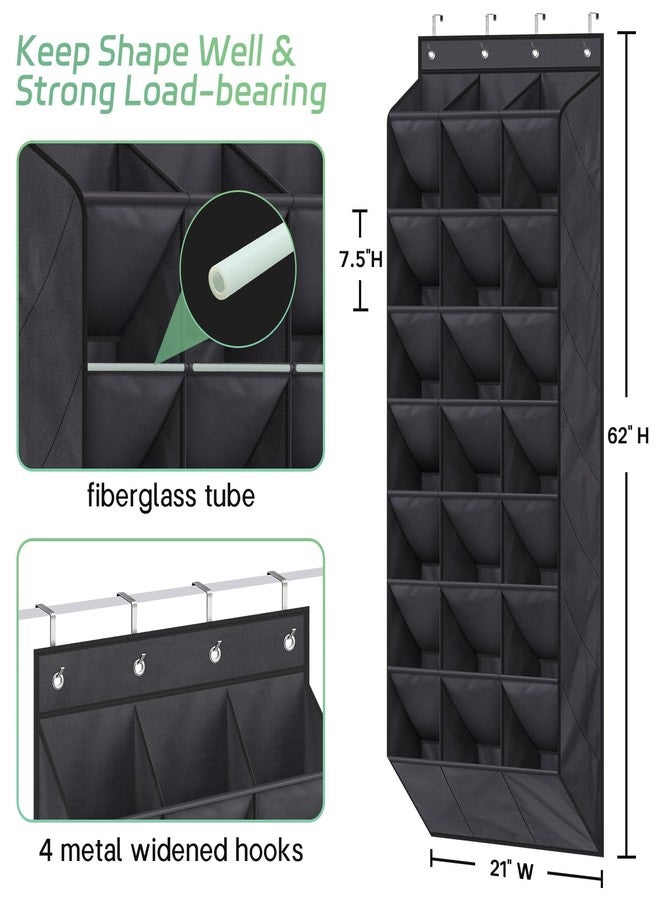 AOODA 24 Pairs Over the Door Shoe Organizer for Closet, Deep Pockets Large Hanging Shoe Rack for Door, 8-Tier Sneaker Holder Hanger, Black - Image 5