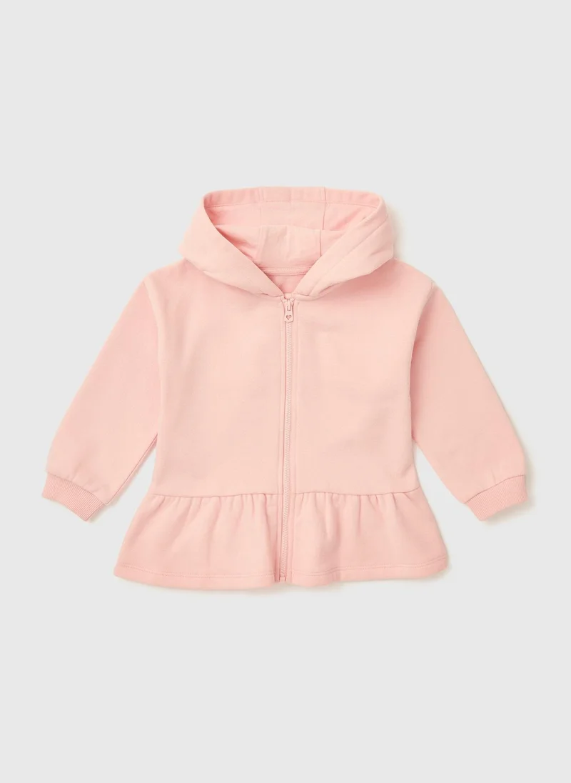 Matalan Girls Pink Heart Zip Up Hoodie