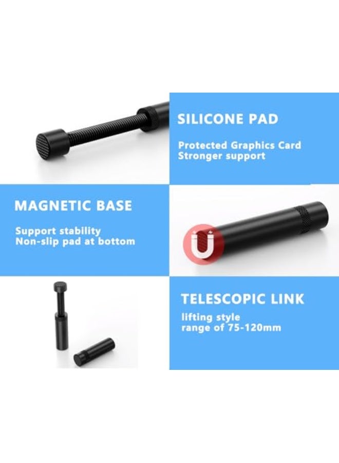 Graphics Card GPU Bracket Holder, Adjustable Height Support Jack Stand Design, Stronger Magnet Along With Silicone Pad, Anodized Aluminum, Telescopic Screw Design (sliver) - Image 4