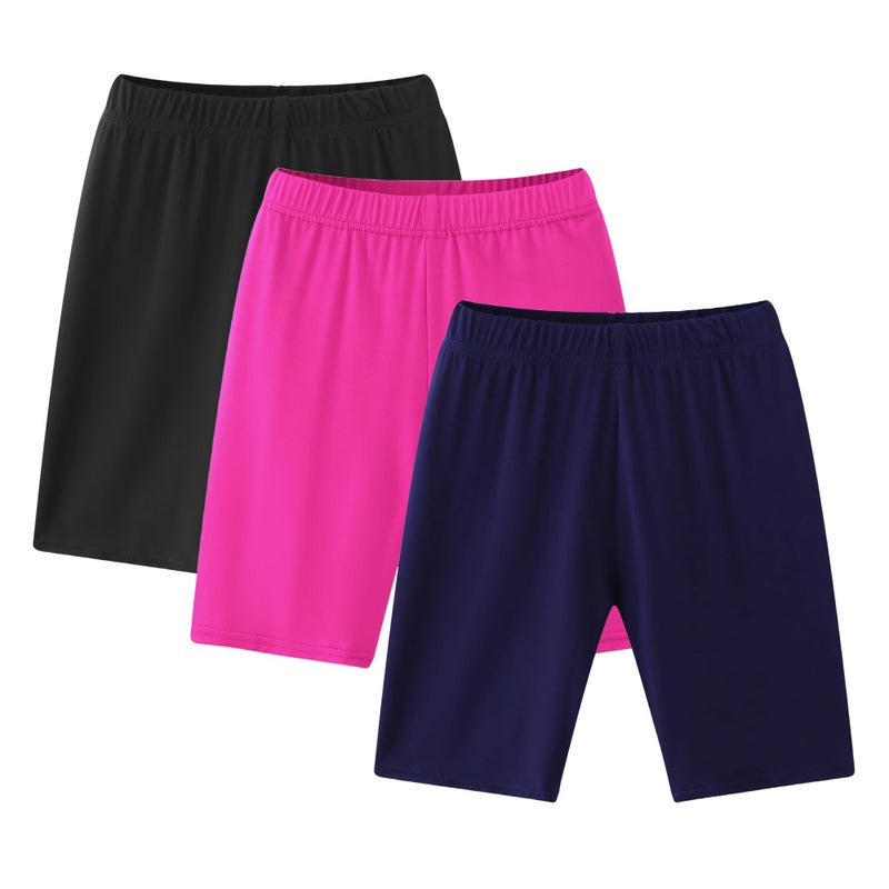 Deuerr Girls Dance Yoga Shorts Spandex Kids Volleyball Bike Athletic Shorts Girls Compression Shorts for Gym Activewear 3 Pack for 9-10 Years - Image 4