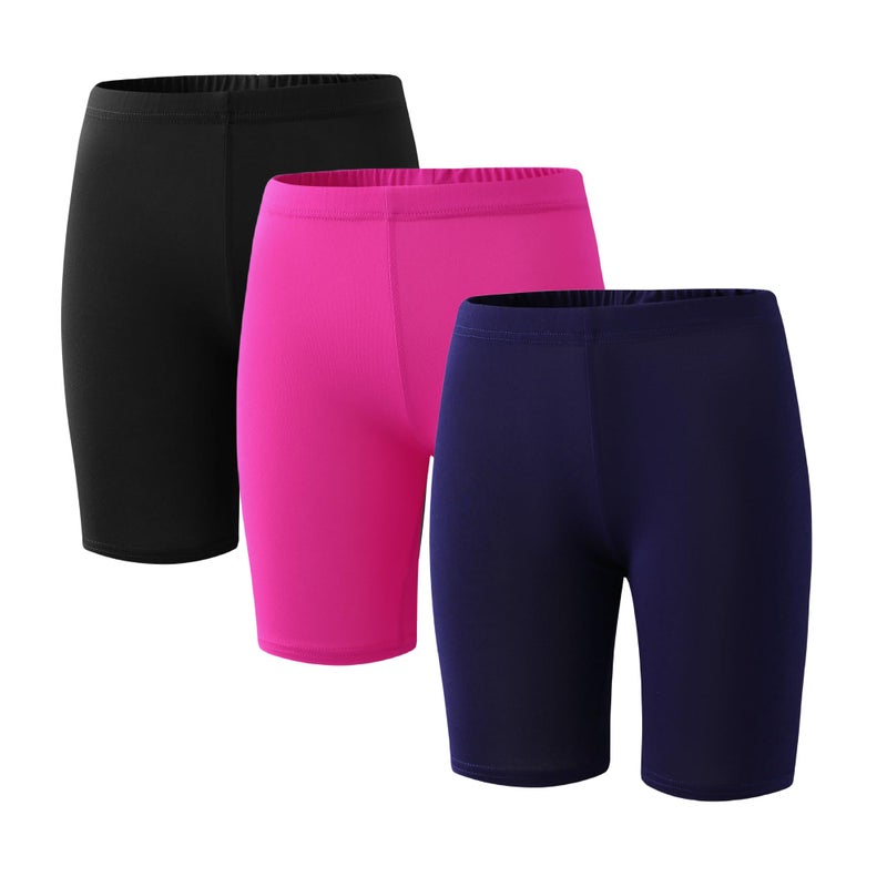 Deuerr Girls Dance Yoga Shorts Spandex Kids Volleyball Bike Athletic Shorts Girls Compression Shorts for Gym Activewear 3 Pack for 9-10 Years - Image 1