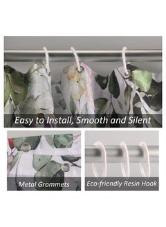 Excefore Shower Curtain Green Eucalyptus Watercolor Plant Leaves with Floral Bathroom Decor Waterproof Fabric Shower Curtain with 12 Hooks 72x72 Inch Bath Accessories Art Home Decor Fabric (Green Eucalyptus)  - Image 3