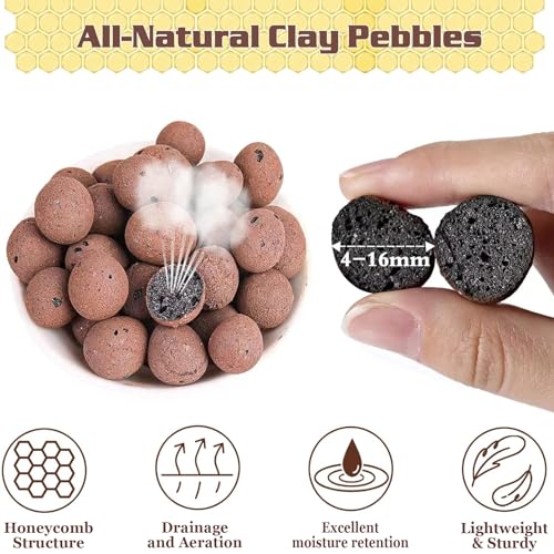 Legigo 2 LB Organic Leca Clay Pebbles for Plants, 4mm-16mm 100% Natural Leca Balls for Indoor Plants, Hydroton Clay Pebbles for Plants Hydroponic Aquaponics Growing Orchid Drainage Terrarium - Image 2